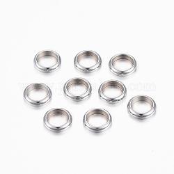201 Edelstahl-Abstandhalter-Perlen, Ring, Edelstahl Farbe, 8x2 mm, Bohrung: 6 mm