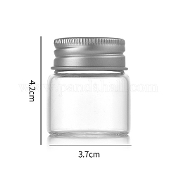 Botellas de vidrio transparente contenedores de abalorios, tubos de almacenamiento de cuentas con tapa de rosca y tapa de aluminio, columna, plata, 3.7x4 cm, capacidad: 20ml (0.68fl. oz)