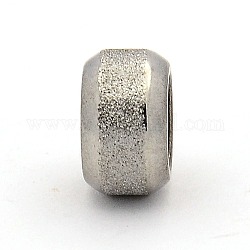 Perle strutturate in acciaio inossidabile, perline rondelle  con foro grande, colore acciaio inossidabile, 11x6mm, Foro: 6 mm