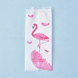 Sac plastique, flamant rose imprimé, emballage de bonbons au nougat, disponible pour thermoscelleuse de sac, rectangle, rose, 9.7x3.9x0.02 cm