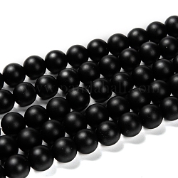Abalorios de ágata negro natural hebras, Grado A, esmerilado, redondo, teñido y climatizada, 10mm, agujero: 1 mm, aproximamente 38 pcs / cadena, 15.5 pulgada