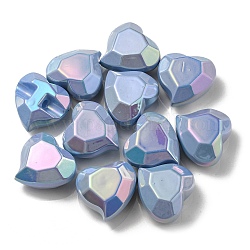 UV-Beschichtung regenbogenschillernde Acrylperlen, Herz, hellblau, 22x23x13 mm, Bohrung: 3.5 mm