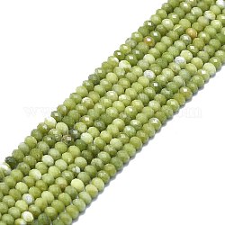 Perline peridoto naturale fili, sfaccettato, rondelle, 6x4mm, Foro: 1 mm, circa 85~90pcs/filo, 15.55 pollice (39.5 cm)