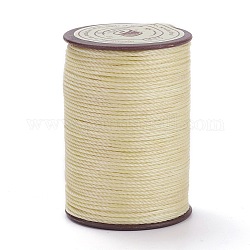 Hilo redondo de hilo de poliéster encerado, cordón de micro macramé, cuerda retorcida, para coser cuero, trigo, 0.8mm, alrededor de 54.68 yarda (50 m) / rollo