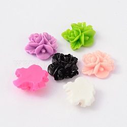 Opaque Resin Cabochons, Flower, Mixed Color, Size: about 16mm long, 16mm wide, 6mm thick