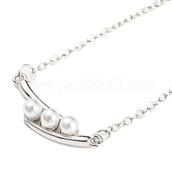 Collier à pendentif en forme de pois, imitation de perles en plastique, avec chaînes câblées en laiton, platine, 16.69~17.01 pouce (42.4~43.2 cm)