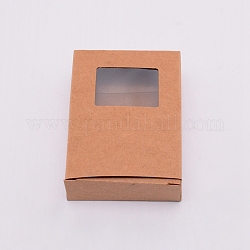 クラフト紙箱  お祭りのギフトラッピングボックス  ギフト包装箱  アクセサリー用  結婚式のパーティー  長方形  淡い茶色  9.5x7cm