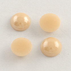 Perlierte plattierte undurchsichtige Glascabochons, halbrund / Dome, Muschelfarbe, 13~14x5~5.5 mm