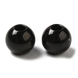 Perles en 202 acier inoxydable, ronde, électrophorèse noir, 6x5mm, Trou: 2mm