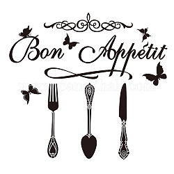SUPERDANT 1 Sheet Kitchen Wall Decals Bon-Appetit French Vinyl Wall Stickers Tableware Wall Art Sticker Decals Dinning Wall Stickers Wall Decals for Dining Room Kitchen Wall Decoration
