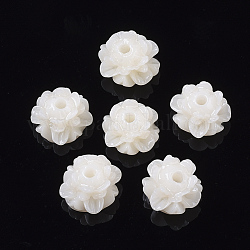 Perline di resina opaco, fiore di loto, vecchio pizzo, 9.5x8.5~13.5mm, Foro: 2 mm