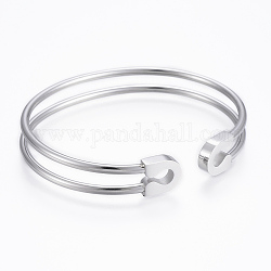 Trendy 304 Stainless Steel Torque Cuff Bangles, Stainless Steel Color, 47x59mm