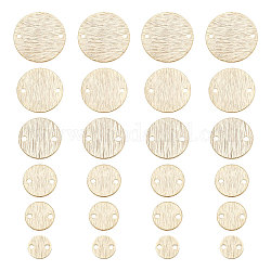 GOMAKERER 60 Pcs Brass Connector Charms, Real 24k Gold Plated Flat Round Links Round Blank Tag Link Connectors Dangle Pendants with 2 Holes for Jewelry Craft Making