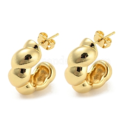 Brass Ring Shape Stud Earrings, Half Hoop Earrings, Long-Lasting Plated, Cadmium Free & Lead Free, Real 18K Gold Plated, 21x9mm