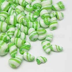 Perle di conchiglia a spirale naturale tinte, pepite, verde chiaro, 13~22x7~14mm, Foro: 1 mm, circa 200pcs/500g