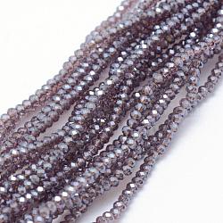 Chapelets de perles en verre électroplaqué, perle plaquée lustre, facette, rondelle, grises , 2.5x1.5mm, Trou: 0.5mm, Environ 197~201 pcs/chapelet, 12.9 pouce (33 cm)