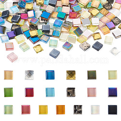 Beadthoven 190pcs 19 colores cabujones de vidrio diy, cuadrado, color mezclado, 10x10x4mm, 10 piezas / color