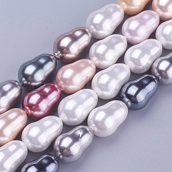 Shell Perlen Stränge, Träne, Mischfarbe, 18~19x12~13 mm, Bohrung: 1 mm, ca. 22 Stk. / Strang, 15.9 Zoll (40.5 cm)