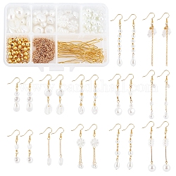SUNNYCLUE DIY Imitation Pearl Dangle Earring Making Kits, Geometry Glass & Acrylic Beads, Brass Earring Hooks & Jump Rings & Pins & Links, Mixed Color, 18x13.5x5mm, Hole: 1.8mm