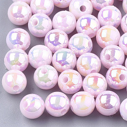 Kunststoff-Perlen, ab Farbe plattiert, Runde, Perle rosa, 6 mm, Loch: 1.6 mm, 4500 Stück / 500 g