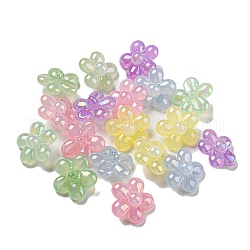 Perles acryliques à effet gelée de placage uv, iridescent, fleur, couleur mixte, 27x27x15mm, Trou: 3mm