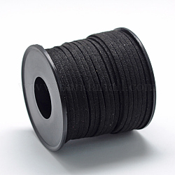 Замша Faux шнуры, искусственная замшевая кружева, чёрные, 2.7x1.5 мм, около 27.34 ярда (25 м) / рулон