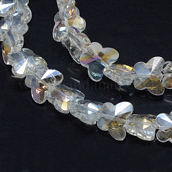AB-Color Plated Faceted Butterfly Glass Beads, Clear, 12x15x7.5mm, Hole: 2mm