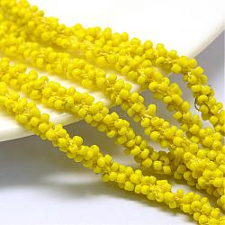 Шнуры из бисера, с полиэфирными шнурами, 6-слойные, круглое отверстие, желтые, 6 мм, около 32.8 ярда (30 м) / пачка