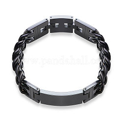 SHEGRACE Titanium Steel Chain Bracelet, with Watch Band Clasps, Gunmetal, 8-1/4 inch(21cm)