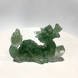 Décorations d'exposition de dragon d'aventurine verte naturelle, figurine en résine décoration de la maison, pour la maison ornement feng shui, 85x35x60mm