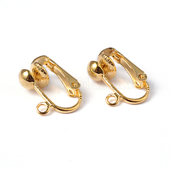 Iron Clip-on Earring Findings for Non-Pierced Ears, Golden, Nickel Free, about 13.5mm wide, 15.5mm long, 7mm thick, Hole: about 1.2mm