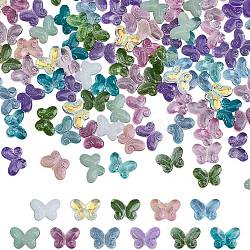 Dicosmetici 200 pz perline di murano fatte a mano, farfalla, colore misto, 10x14.5x4.5~5mm, Foro: 1 mm