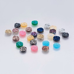 Cabujones de resina de piedras preciosas druzy imitación, plano y redondo, color mezclado, 10x3~3.5mm
