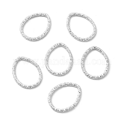 50 anneaux de liaison en fer, anneaux ouverts texturés, platine, larme, 18x14x2mm, diamètre intérieur: 11x15 mm