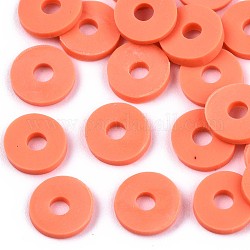 Manuell Polymer Ton Perlen, für DIY Schmuck Bastelbedarf, Disc / Flachrund, heishi Perlen, Tomate, 4x1 mm, Bohrung: 1 mm, ca. 55000 Stk. / 1000 g