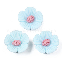Opaque Resin Cabochons, Flower, Sky Blue, 21x20x9mm