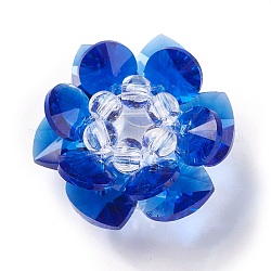 Perle di vetro intrecciata, perline a grappolo, loto, blu, 25~28x14mm, Foro: 5 mm