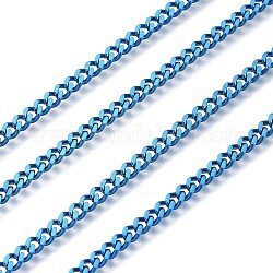 Electrophoresis 304 Stainless Steel Curb Chains, Unwelded, with Spool, Dodger Blue, 3.5x2.8x0.5mm, about 32.8 Feet(10m)/roll