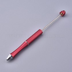 Stylos en plastique perlables, stylo à bille à encre noire, pour la décoration de stylo bricolage, rouge foncé, 157x10mm, le pôle central : 2mm