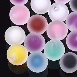 Perles en acrylique transparente, style de caoutchouc, Perle en bourrelet, demi-percés perles, ronde, couleur mixte, 15.5x15mm, demi-trou: 3.5 mm