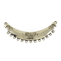 Tibetan Style Alloy Crescent Chandelier Components Links,  Nickel Free & Lead Free, Antique Silver, 20x93x4mm, Hole: 2mm