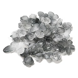 Abalorios de acrílico transparentes, esmerilado, formas mixtas, gris, 12~30.5x11.5~39.5x2.5~9mm, agujero: 1.6~2.7 mm