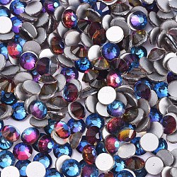 Perle en verre de dos plat, Grade a, dos plaqué, facette, demi-rond, colorées, 3.8~4mm, environ 1440 pcs / sachet 