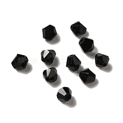 Verre imitation perles de cristal autrichien, facette, diamant, noir, 4x4mm, Trou: 0.7mm