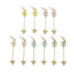 Серьги-гвоздики с плетеными стрелами, длинные серьги-подвески из золотой латунной проволоки для женщин, разноцветные, 55 мм, штифты : 0.8 мм