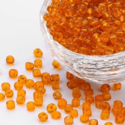(servizio di reimballaggio disponibile) perline di semi di vetro, trasparente, tondo, aranciata, 6/0, 4mm, Foro: 1.5 mm, su 12 g / borsa