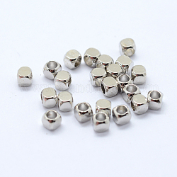 Séparateurs perles en laiton cube, platine, 4x4x4mm, Trou: 3mm