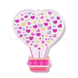 バレンタインデーの不透明プリントアクリルパーツイヤリング作成用  熱気球  レモンシフォン  40x32x2mm  穴：1.5mm