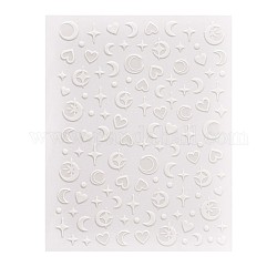 Nail Art Stickers Decals, Self Adhesive, for Nail Tips Decorations, Star & Moon & Heart, White, 10.1x7.9x0.04cm