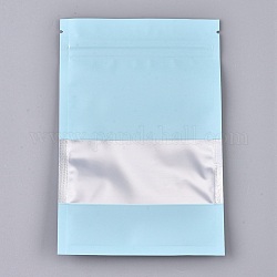 プラスチックジップロックバッグ  再封可能なアルミホイルポーチ  食品保存袋  長方形  ホワイト  ライトスカイブルー  15.1x10.1cm  片側の厚さ：3.9ミル（0.1mm）